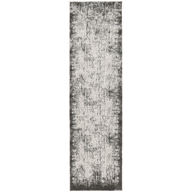 Machine Woven Polyester Area Rug in Cream/Gray