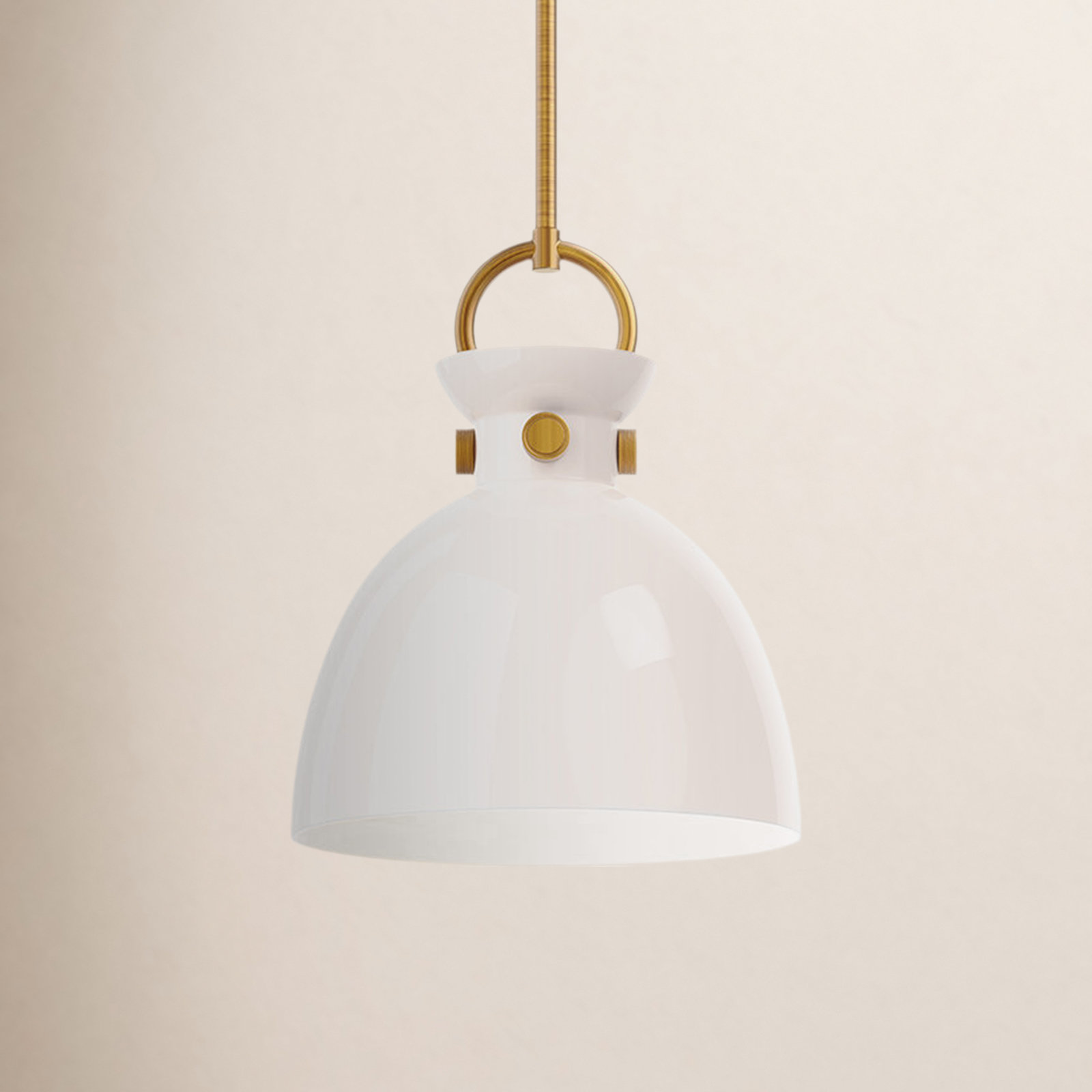Tinka Single Light Glass Steel Pendant, Aged Gold, 12.75" H x 10.5" W x 10.5" D