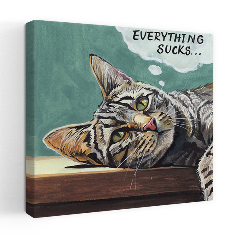 Contemporary Art Contemporary Cat Animal Art by Kate Jarvik Birch - Wrapped Canvas Print, 45.72 cm H x 45.72 cm W