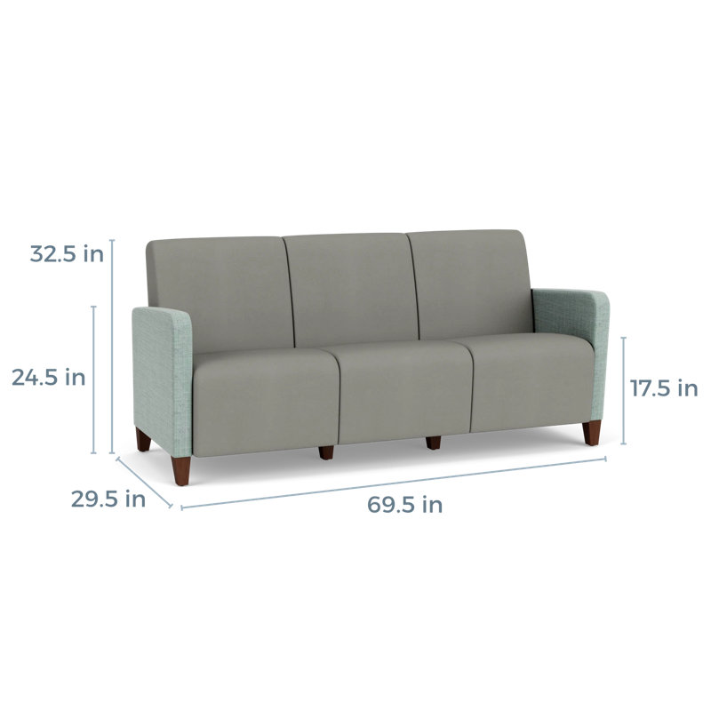 Fauteuil de réception 3 places Ravenna, Bois de noyer, Chambray écume de mer / Patriot Plus colombe