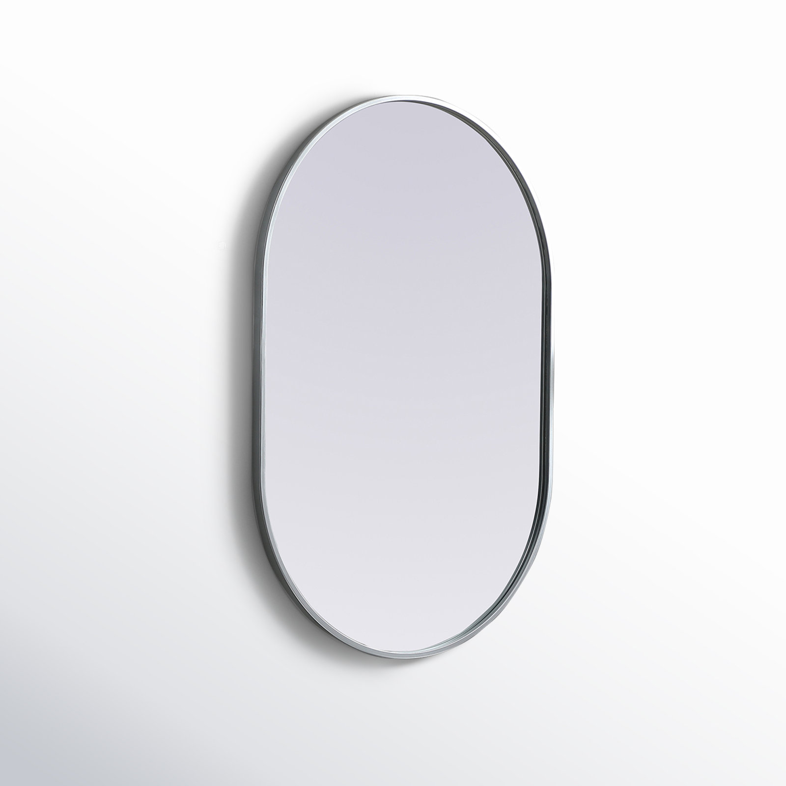 Sabine Metal Pill Wall Mirror, Silver, 36" x 24"