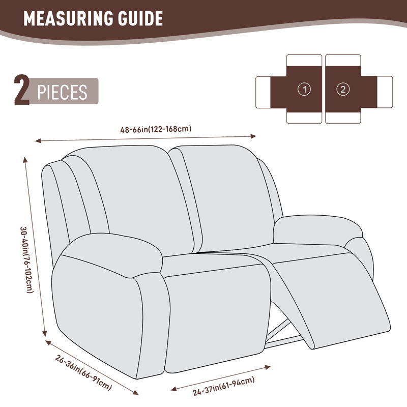 Fauteuil inclinable en jacquard avec siège élastique Wald 2 places, Café clair