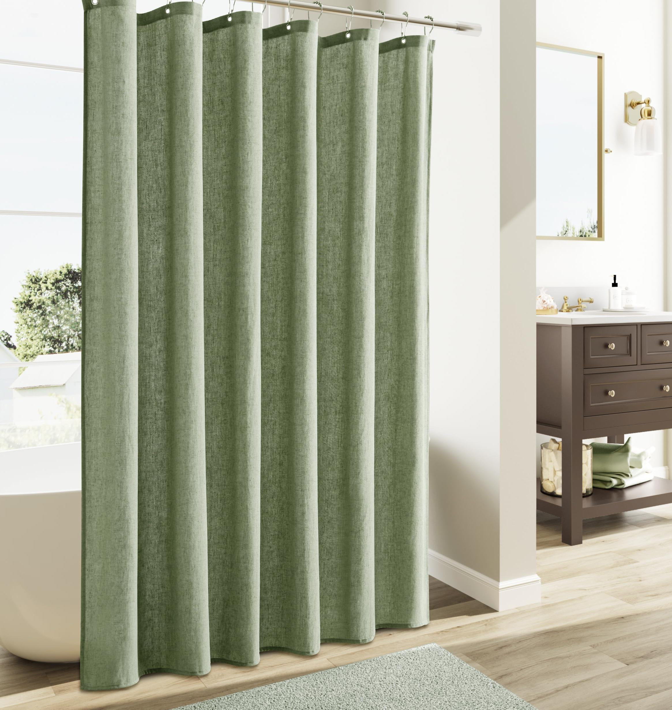 Gracie Oaks Natural Linen Shower Curtain, Country Boho Farmhouse Bath ...