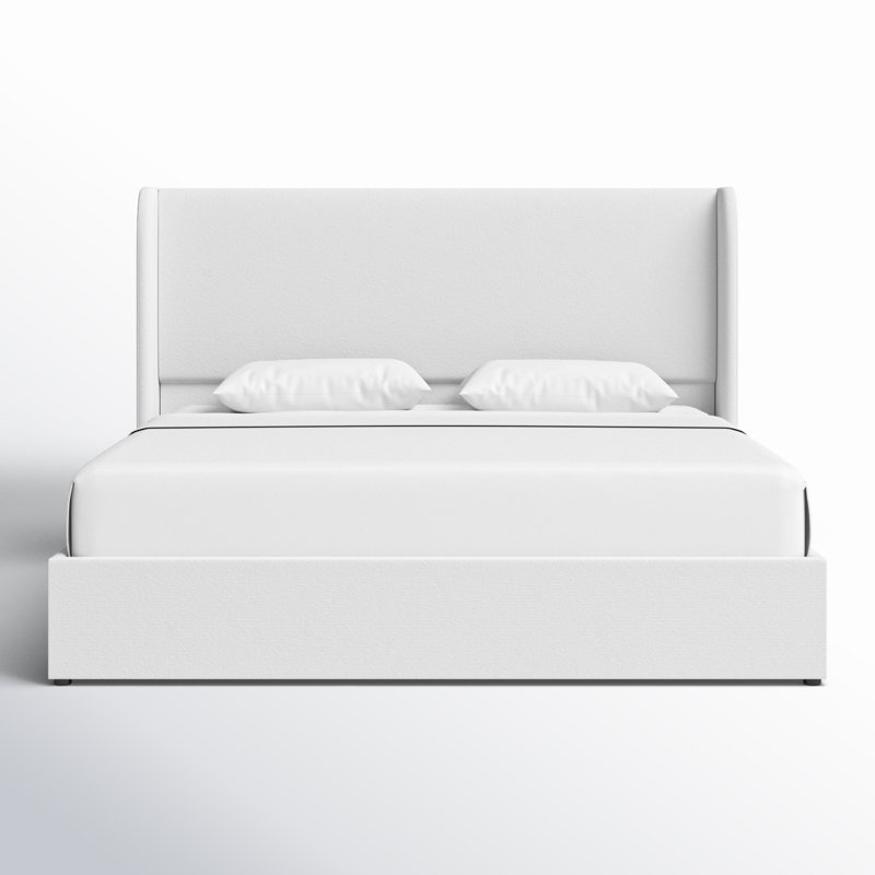 Lit escamotable avec rangement Belo et tête de lit à oreilles, très grand, blanc, Blanc, Très grand lit