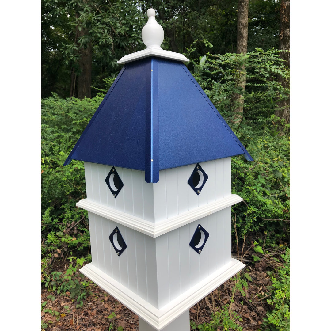 Kalene 27'' H x 12.5'' W x 12.5'' D Post UV Resistant Birdhouse Darby Home Co Color: Cobalt Blue