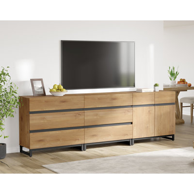 Aadam Modern TV Stand For Tvs Up To 100 Inch, 3 In 1 TV Console With Adjustable Shelf And 6 Drawers, Media Console For Living Room,Bedroom