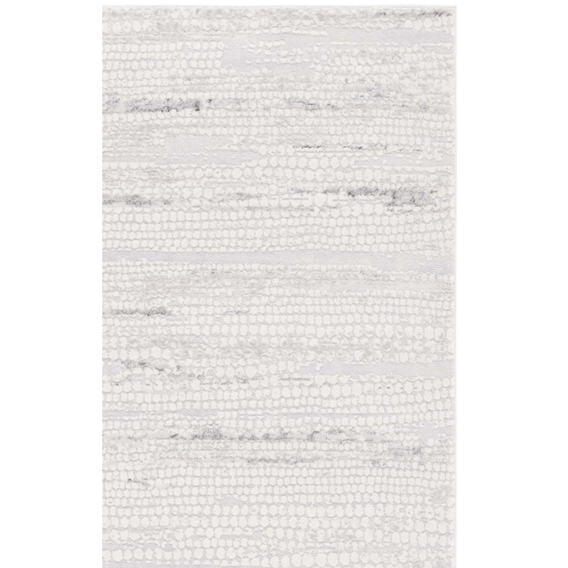 Tapis en polyester / polypropylène tissé à la machine en gris ivoire / gris foncé, Rectangle 9 pi x 12 pi