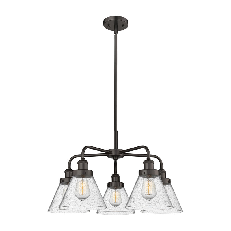 Lustre suspendu 5 lumières Cone, Grainé, Bronze huilé