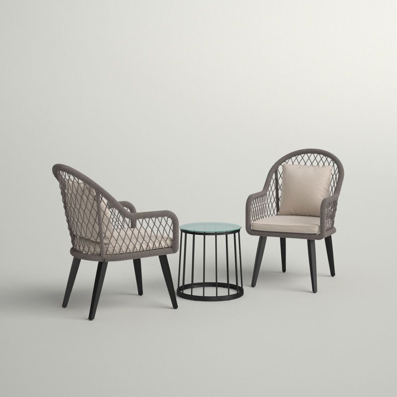Paphos Round 2 - Person 24.4'' W Long Bistro Set with Cushions