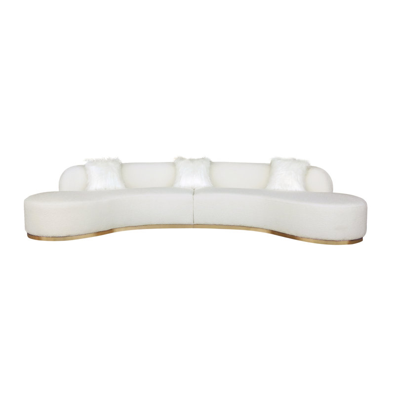 Simona Upholstered 150.39'' Sofa, Ivory, 29.1" H x 150.39" W x 60.63" D, 5