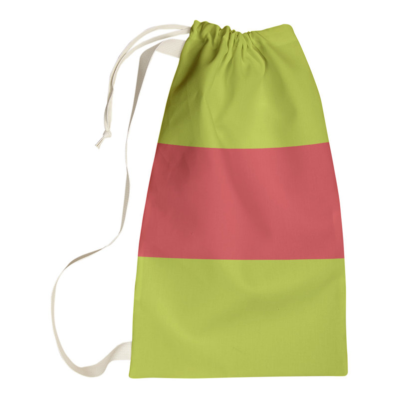 Toronto Fabric Laundry Bag with Handles, Large ( 36" x 28" x 1.5"), Volt Green/Torch Red/Volt Green
