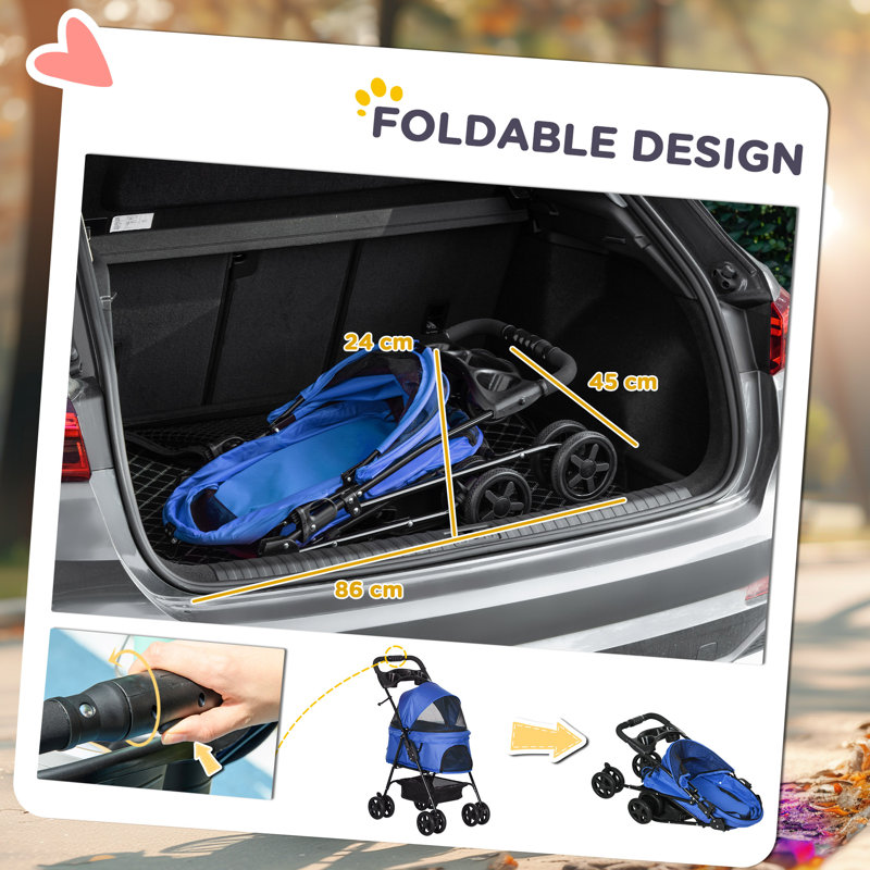 Clifton Foldable Pet Stroller, Blue