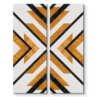 Reproduction d'art moderne sur toile, motif géométrique coloré Mid-Century