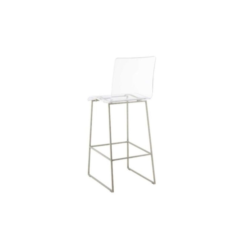 Gabby King 30" Antique Silver Acrylic and Metal Bar Stool