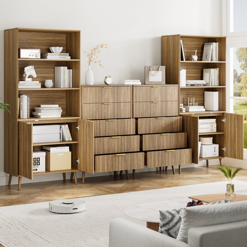 71" Kitchen Pantry With Dressers, Walnut
