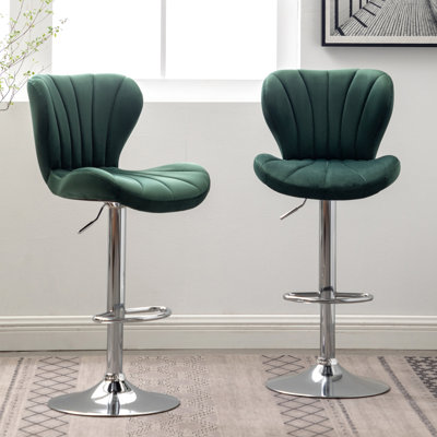 Chic , Of 2 With A Soft Velvety Seat And Swivel Feature Upholstered Seats Gas-Lift Height Adjustment Vertical Lines