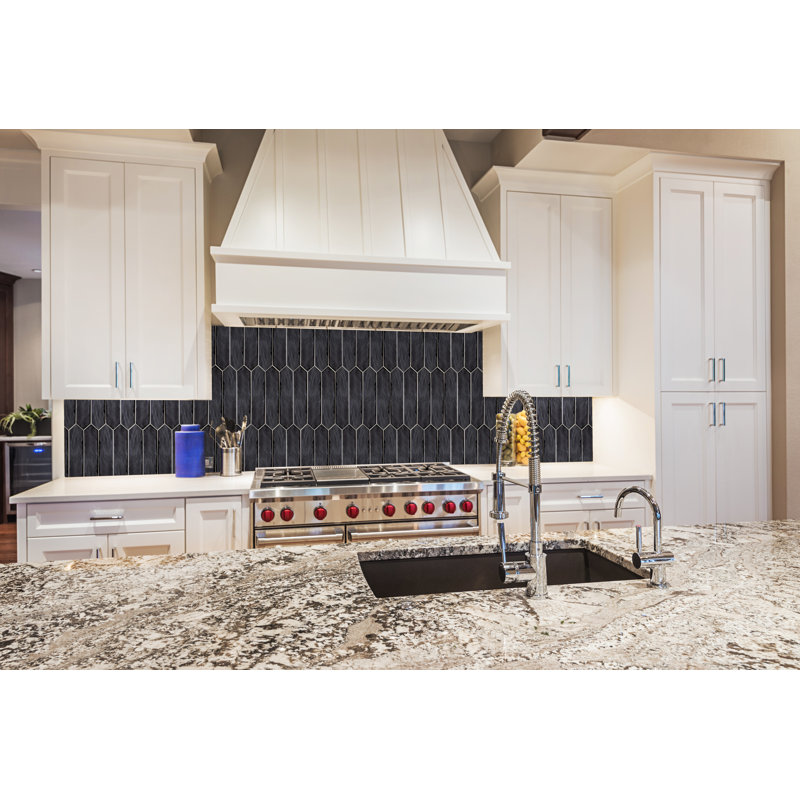 Tribeca-Talavera Picket 2.6"x13" Handmade Ceramic Tile Trim, Black