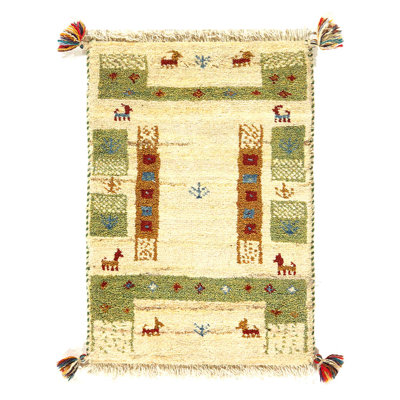 Tapis persan rouille et beige Gabbeh Lori Baft 1 pi 4 po x 2 pi