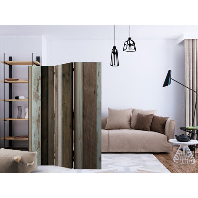 Hamnah 135cm W x 172cm H 3 - Panel Solid Wood Folding Room Divider