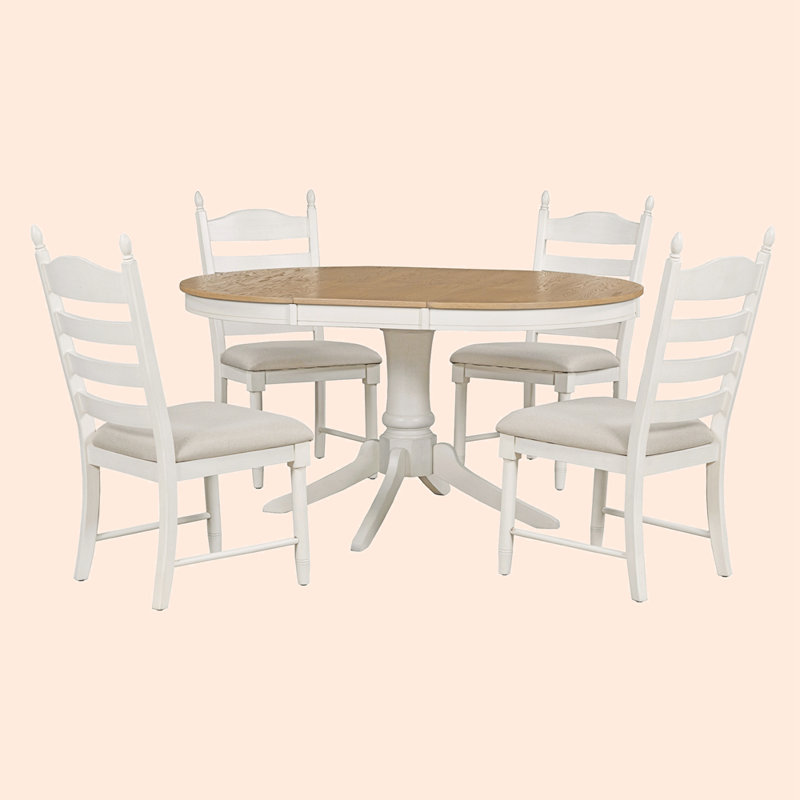 Ensemble repas rond 58 po Coulmann, Brun / blanc, Blanc cassé