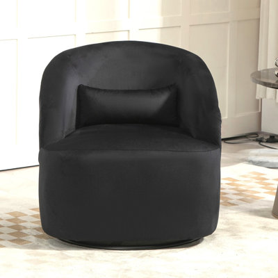 Fauteuil d'appoint pivotant à 360 degrés, fauteuil incurvé rembourré en velours, fauteuil de loisirs contemporain entièrement assemblé pour le bureau de la chambre à coucher du salon