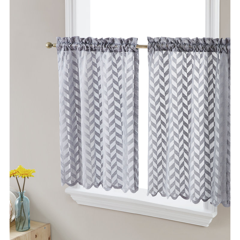 Machen Tailored Cafe Curtain, Silver, 30" W x 36" L