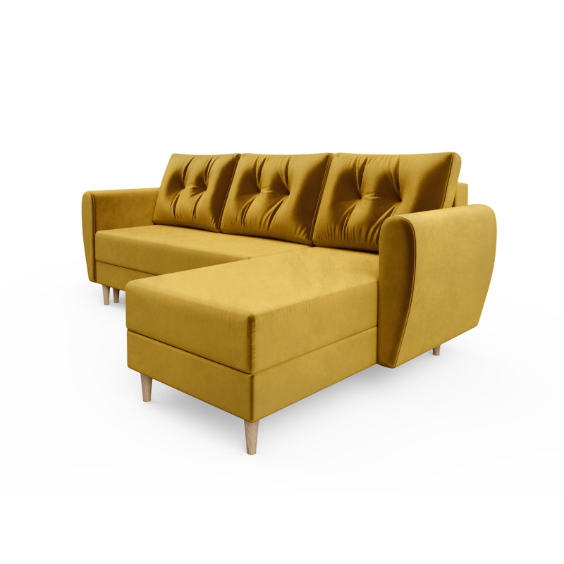 Staffon 3 Seater Corner Sofa , Honey yellow - Itaka33, Right -sided