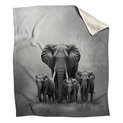 African Elephant Family Blankets