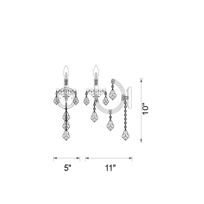 1-Light Wall Sconce – 5 Inch Chrome Finish with Crystal Accents – Elegant Candle-Style Wall Light for Bedroom, Living Room, Hallway