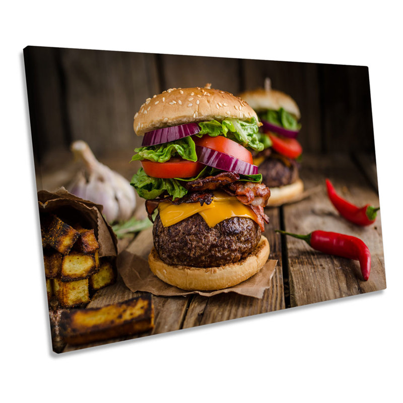 Hamburger Kitchen Food - Wrapped Canvas Print, 91.4cm H x 137.2cm W