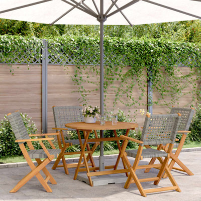 4 - Person Round Solid Wood Patio Dining Set with Cushions included