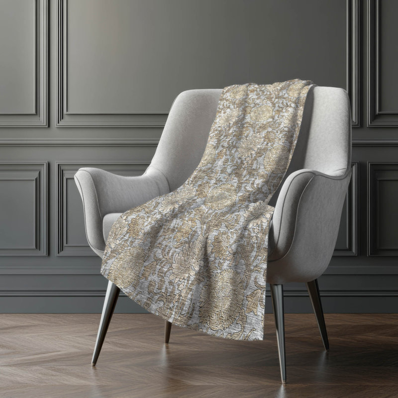 Jeté floral Sherpa ASB677 Addison, Gris