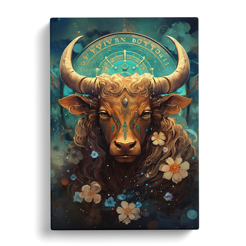 Taurus Zodiac Tachisme No.2 - Wrapped Canvas, 60cm H x 40cm W x 3cm D