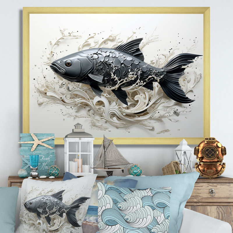 Marine Life Fish Magic Animals sur toile, Cadre doré simple, H 16 po x l 32 po x P 1 po
