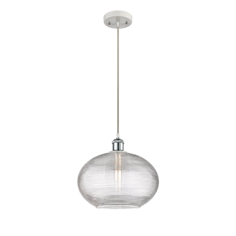 Mini-luminaire suspendu à cordon 1 lumière Ballston Jerard 12 po, Chrome poli blanc