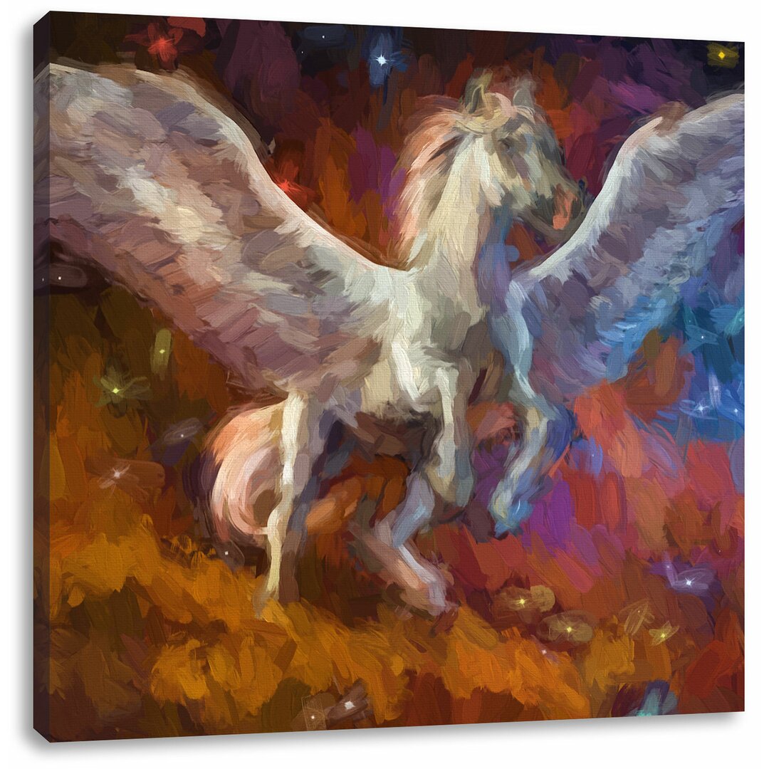 Leinwandbild Weißer Pegasus mit Engelsflügel