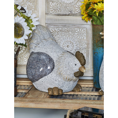 Adelphia Polystone Indoor Outdoor Chicken Decorative White Garden Sculpture