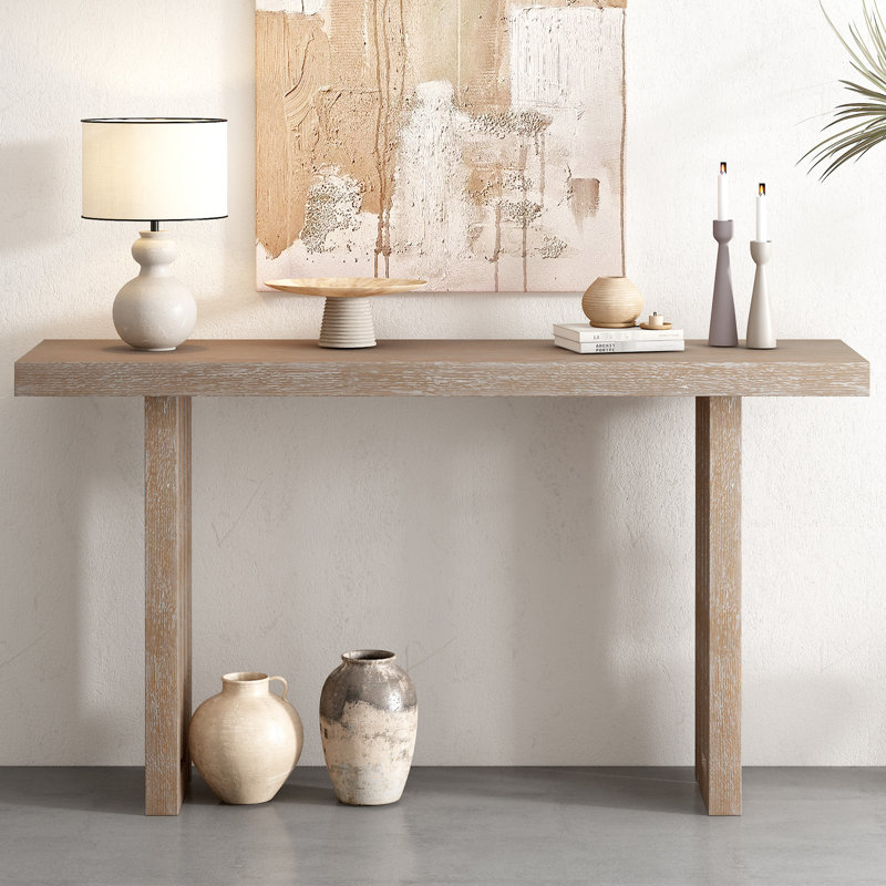 Console à finition naturelle - couloir élégant avec placage de chêne