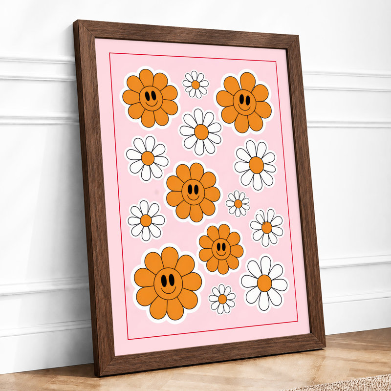 Smiling Flower Garden Botanical - Framed Print, Walnut, A3 - 42.0 x 29.7 cm