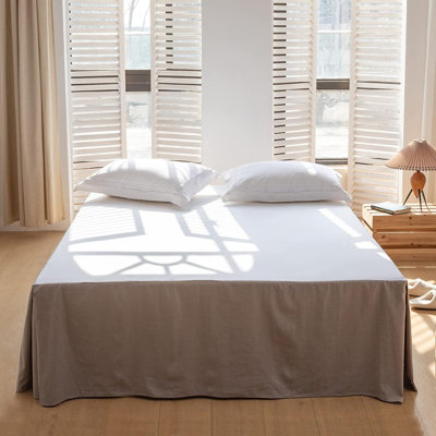 French Linen Bed Skirt with Pleated Corner Drop
