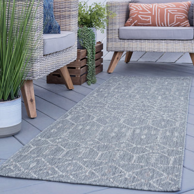 Aitken Geometric Gray Indoor/Outdoor Area Rug