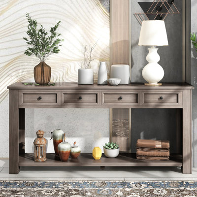 Console rustique pour salon - gris délavé et matériaux élégants avec tiroir