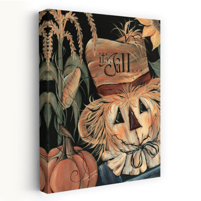 «It's Fall Scarecrow» - Art contemporain d'automne avec citrouille épouvantail