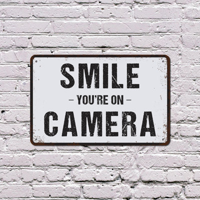 Smile You’re On Camera 18 Inch x 24 Inch Novelty Aluminum Sign