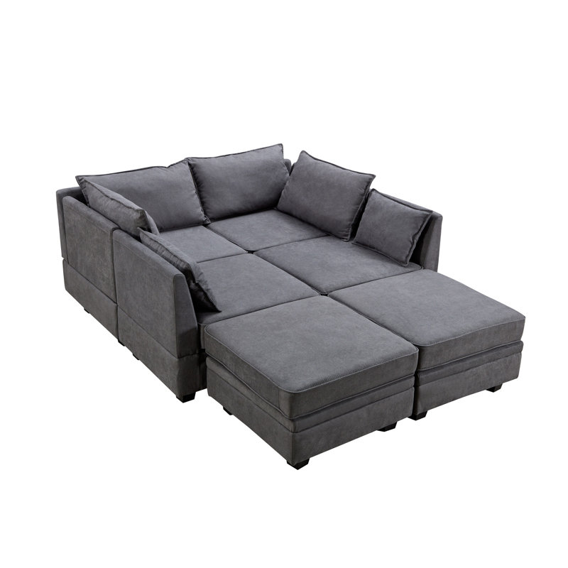 U_Style Modern Large U-Shape Modular Sectional Sofa,  Convertible Sofa Bed With Reversible Chaise For Living Room, Storage Seat