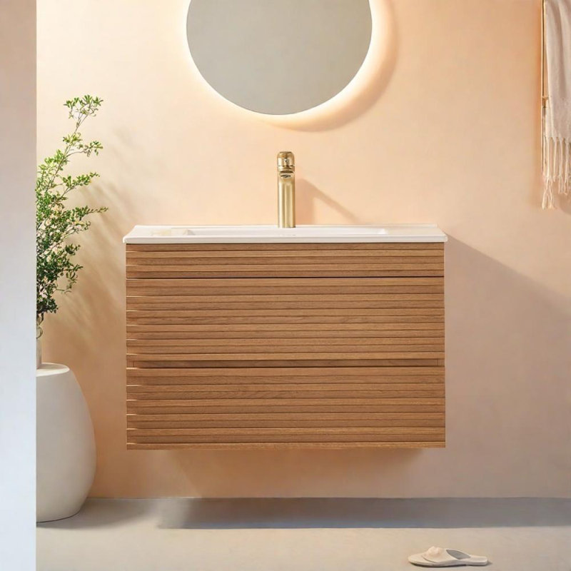 Meuble-lavabo mural simple 30 po avec lavabo en céramique