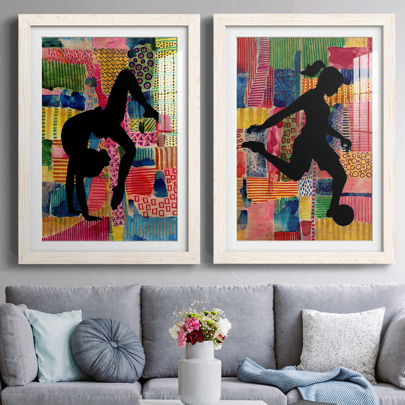 " Patchwork Athlete I " 2 - Pieces, White, 27.5" H x 75" W x 1.5" D