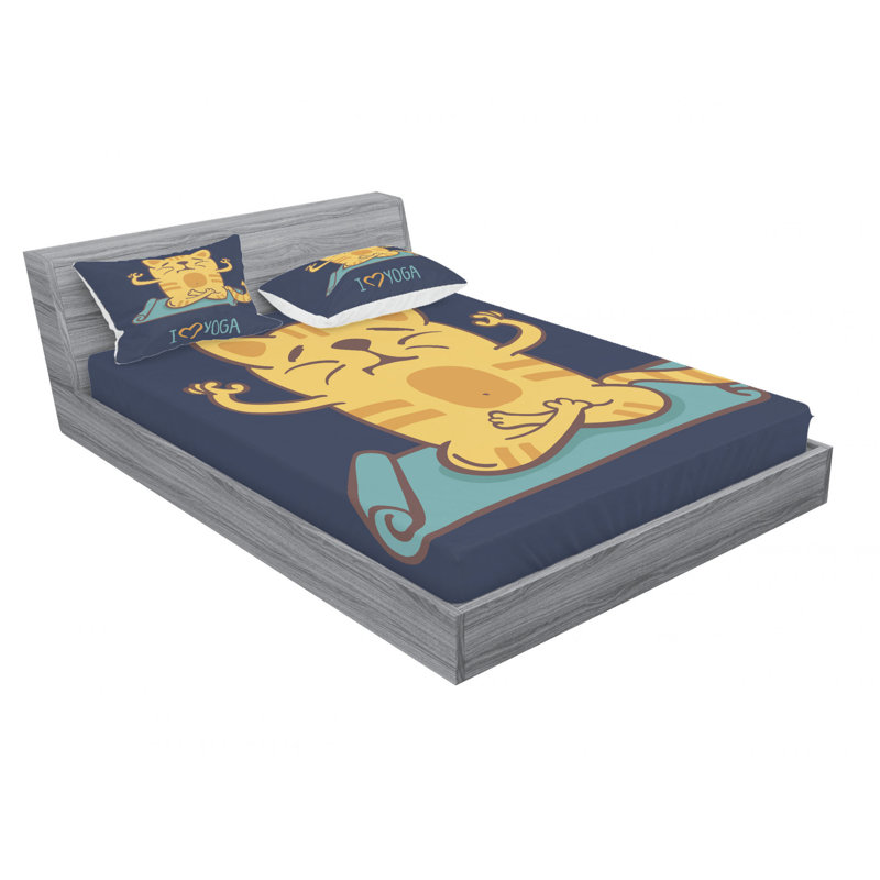 Ensemble de draps i love yoga, Ensemble de drap pour grand lit avec drap-housse
