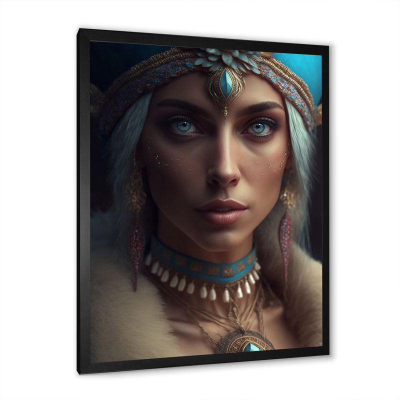 Femme aux yeux bleus V sur toile, Cadre photo noir, H 20 po x l 12 po x P 1 po