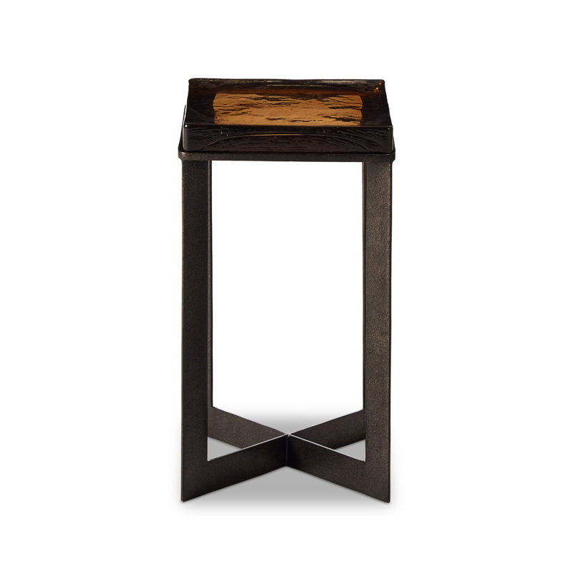 Lennie End Table, Burnished Charcoal, Cast Glass